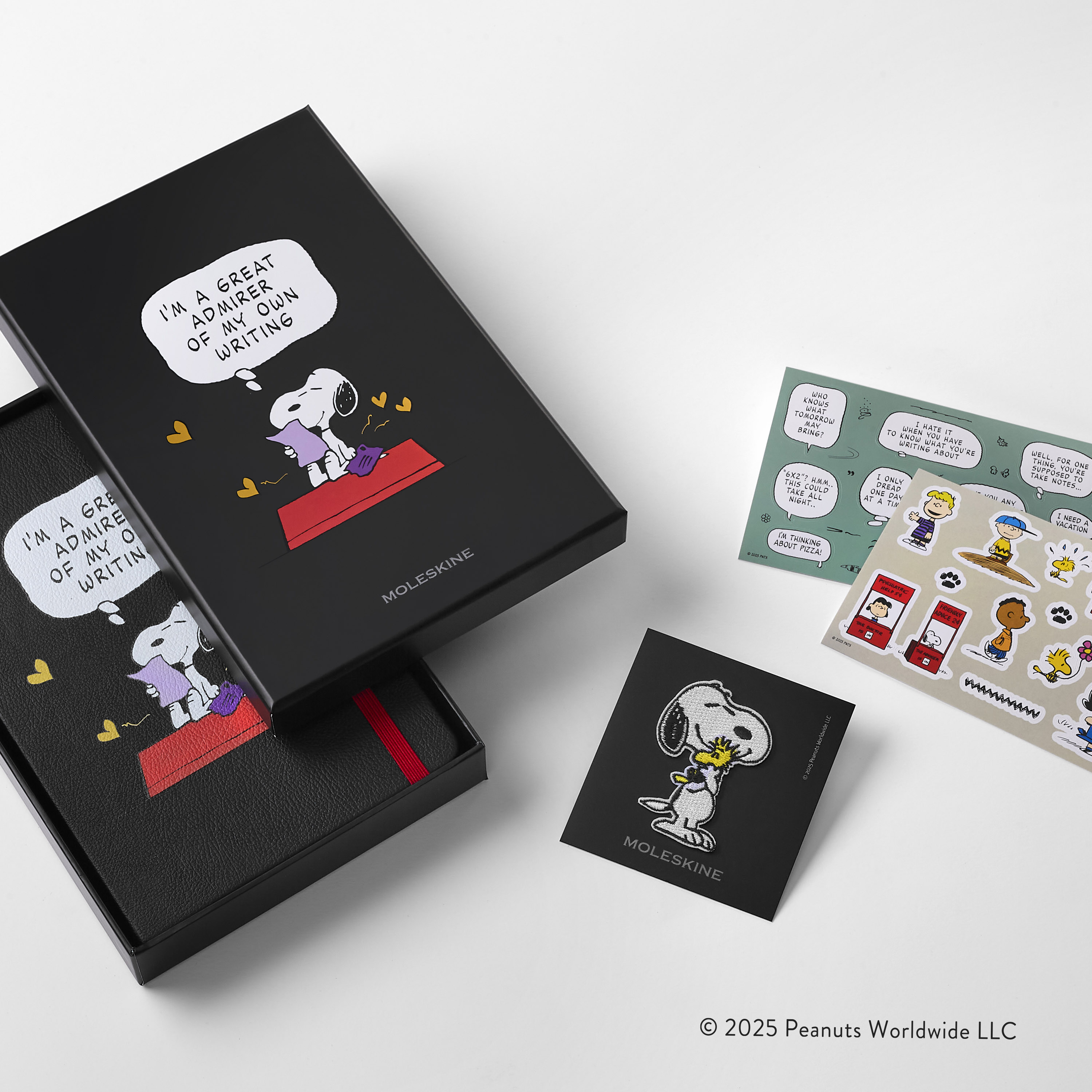 Peanuts花生筆記本 大、橫線、硬面、黑色和禮品盒